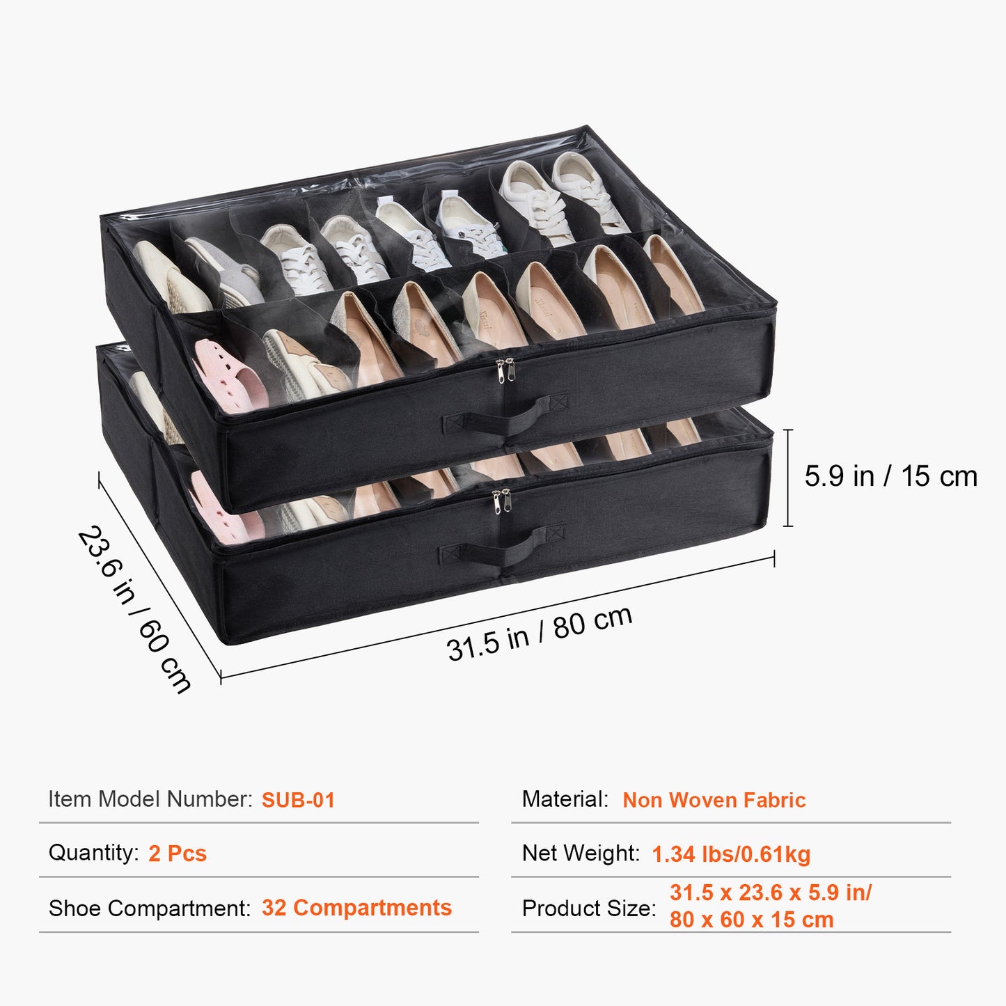 Under Bed Shoe Storage Organiser – Set of 2