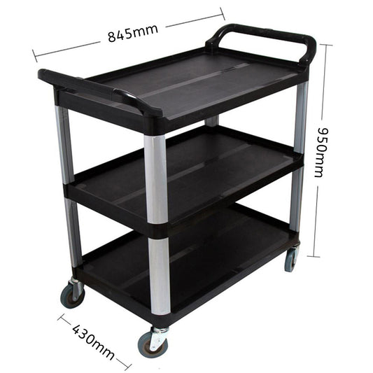 SOGA 3 Tier Food Trolley, Black, 83.5x43x95cm