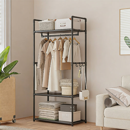 Multifunctional Clothes Rail & Shoe Rack – Black