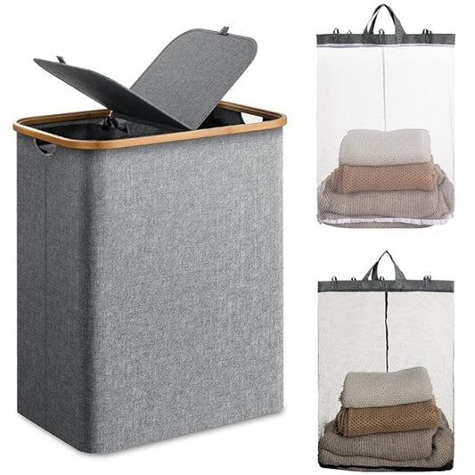 145L Foldable Laundry Hamper with 2 Compartments
