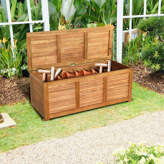 NNECW Wood Storage Box with Large Storage Space for Patio & Backyard